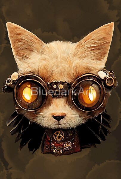 Cat Steampunk Retro Gothic Kitty Portrait • Art ©️ BluedarkArt TheChameleonArt 

